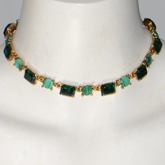 Oscar De La Renta Malachite and Crystal Choker Necklace